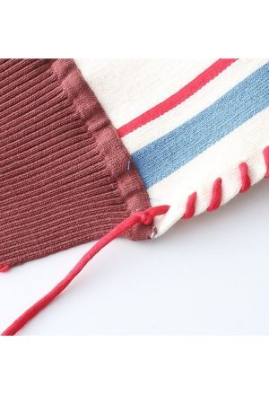 Style Core Aesthetics, New Style Trends Cartoon Embroidery Striped Scarf
