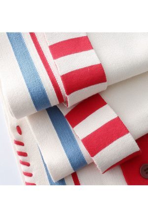 Style Core Aesthetics, New Style Trends Cartoon Embroidery Striped Scarf