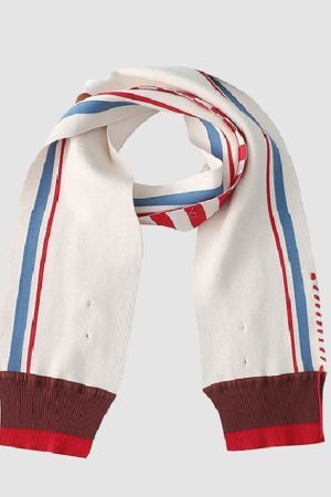Style Core Aesthetics, New Style Trends Cartoon Embroidery Striped Scarf