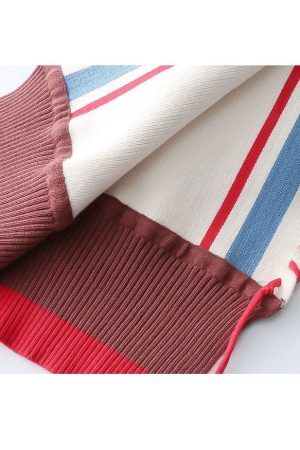 Style Core Aesthetics, New Style Trends Cartoon Embroidery Striped Scarf