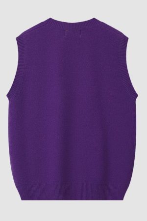 Style Core Aesthetics, New Style Trends Cartoon Eyes Jacquard Sweater Vest