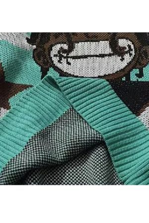 Style Core Aesthetics, New Style Trends Cartoon Face Printed Pullover