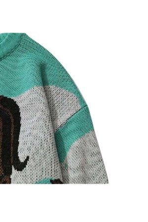 Style Core Aesthetics, New Style Trends Cartoon Face Printed Pullover