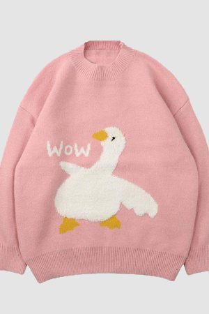 Style Core Aesthetics, New Style Trends Cartoon Goose Knitted Sweater