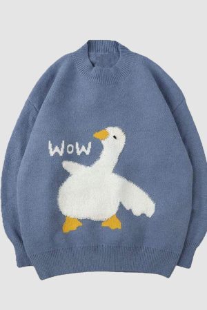 Style Core Aesthetics, New Style Trends Cartoon Goose Knitted Sweater