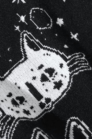 Style Core Aesthetics, New Style Trends Cartoon Kitten Pattern Knitted Sweater