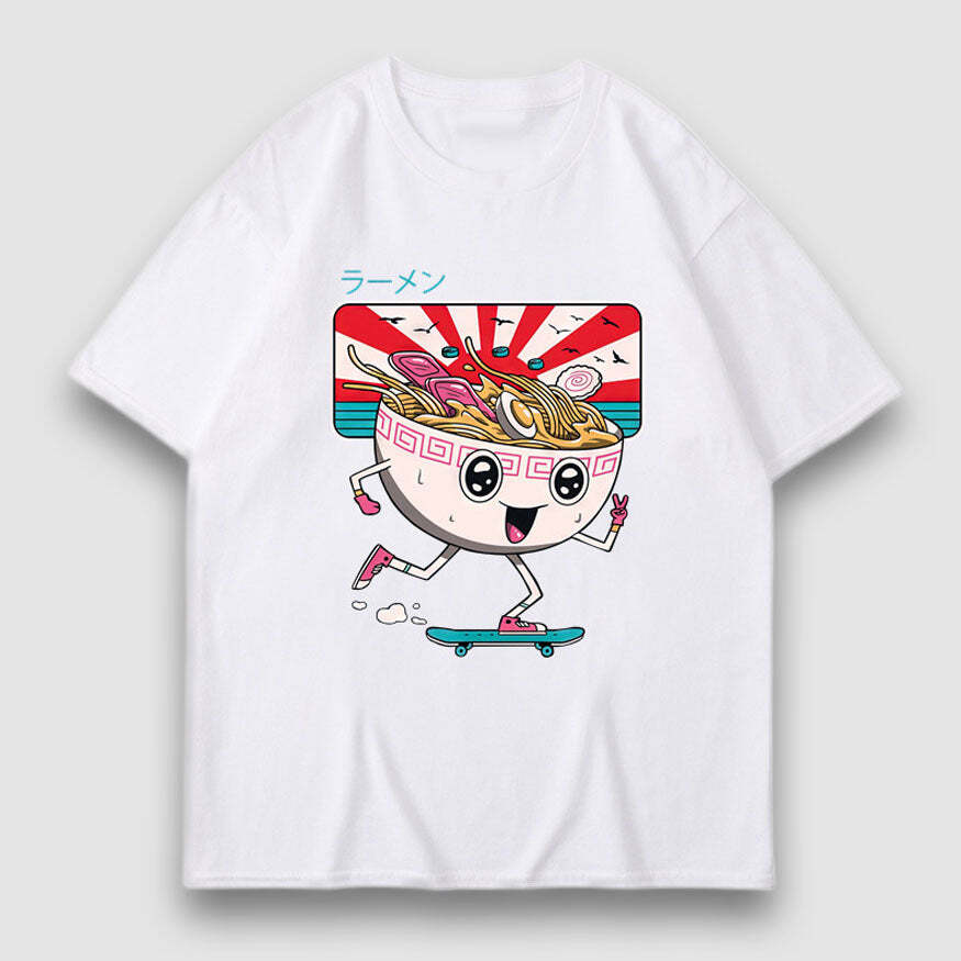 Style Core Aesthetics, New Style Trends Cartoon Noodle Print Tee