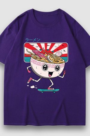 Style Core Aesthetics, New Style Trends Cartoon Noodle Print Tee