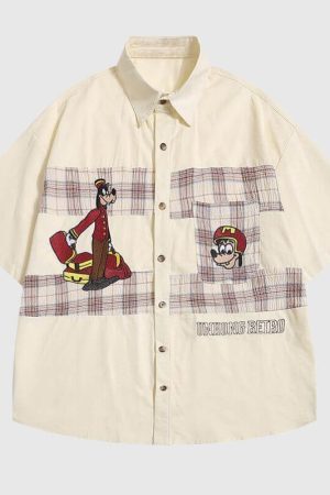 Style Core Aesthetics, New Style Trends Cartoon Patchwork Shirts