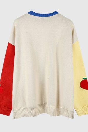 Style Core Aesthetics, New Style Trends Cartoon Pattern Color Contrast Design Sweater