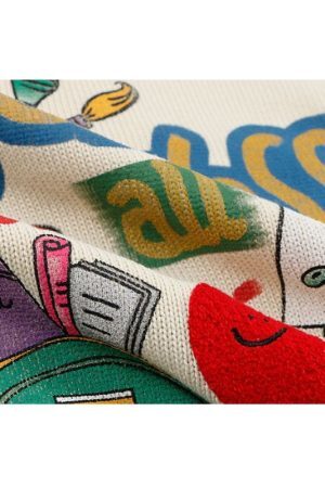 Style Core Aesthetics, New Style Trends Cartoon Pattern Color Contrast Design Sweater