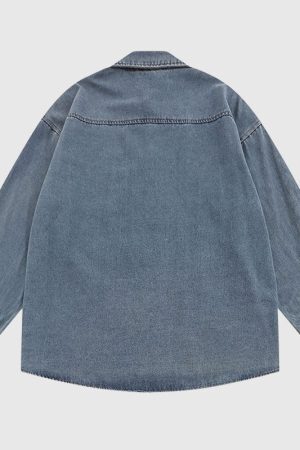 Style Core Aesthetics, New Style Trends Cartoon Plant Denim Shirts