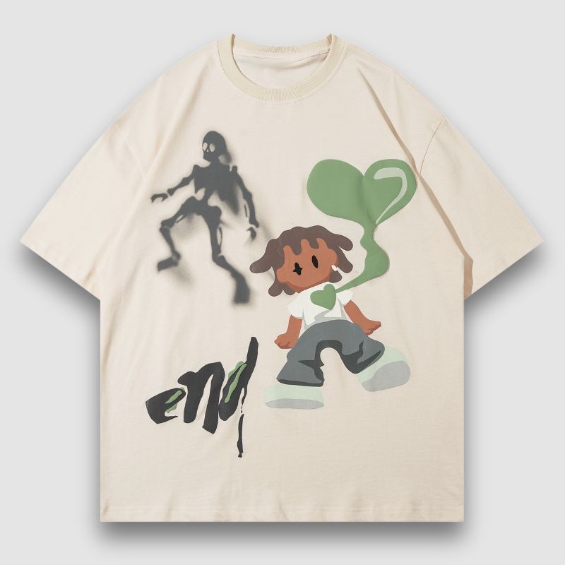 Style Core Aesthetics, New Style Trends Cartoon Skull Printed Tee Style Core Aesthetics, New Style Trends Cartoon Skull Printed Tee