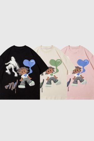 Style Core Aesthetics, New Style Trends Cartoon Skull Printed Tee