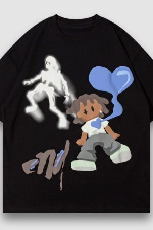 Style Core Aesthetics, New Style Trends Cartoon Skull Printed Tee