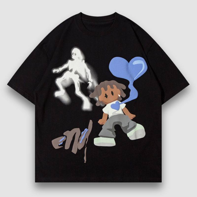 Style Core Aesthetics, New Style Trends Cartoon Skull Printed Tee