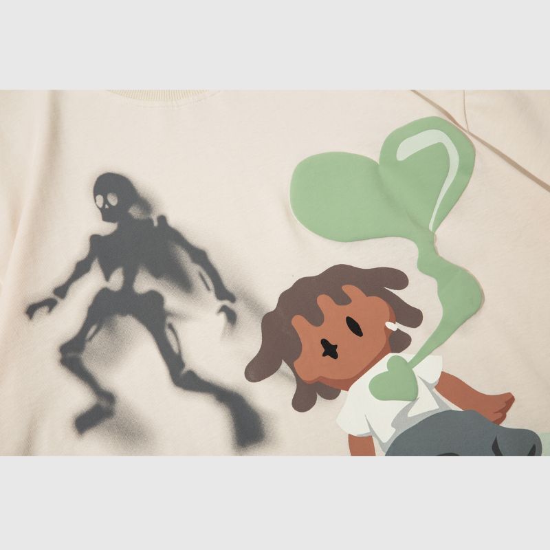 Style Core Aesthetics, New Style Trends Cartoon Skull Printed Tee Style Core Aesthetics, New Style Trends Cartoon Skull Printed Tee