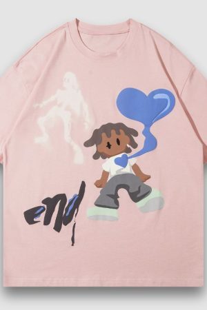 Style Core Aesthetics, New Style Trends Cartoon Skull Printed Tee