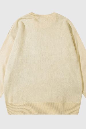 Style Core Aesthetics, New Style Trends Cartoon Tassel Bear Embroidered Pullover