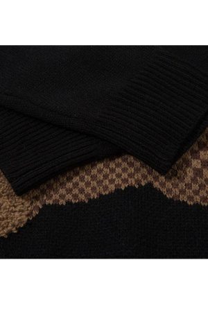 Style Core Aesthetics, New Style Trends Cartoon Tassel Bear Embroidered Pullover