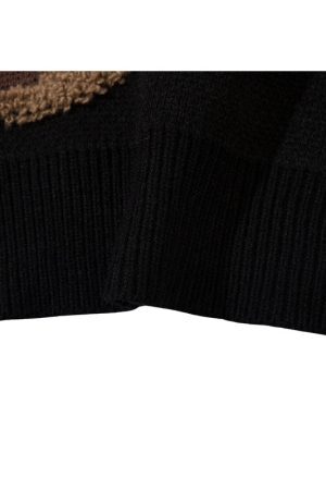 Style Core Aesthetics, New Style Trends Cartoon Tassel Bear Embroidered Pullover