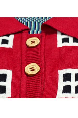 Style Core Aesthetics, New Style Trends Cartoon Window Pattern Collared Sweater