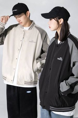 Style Core Aesthetics, New Style Trends Casual Color-Block Baseball Jacket