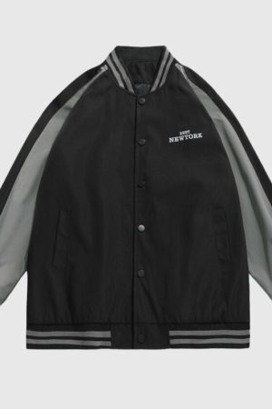 Style Core Aesthetics, New Style Trends Casual Color-Block Baseball Jacket