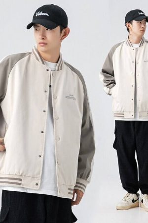 Style Core Aesthetics, New Style Trends Casual Color-Block Baseball Jacket