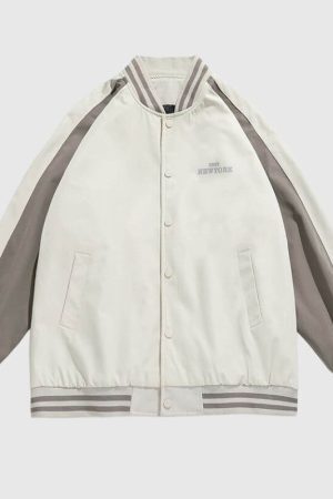 Style Core Aesthetics, New Style Trends Casual Color-Block Baseball Jacket