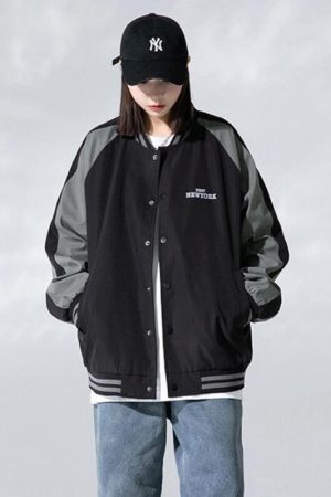 Style Core Aesthetics, New Style Trends Casual Color-Block Baseball Jacket