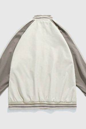 Style Core Aesthetics, New Style Trends Casual Color-Block Baseball Jacket