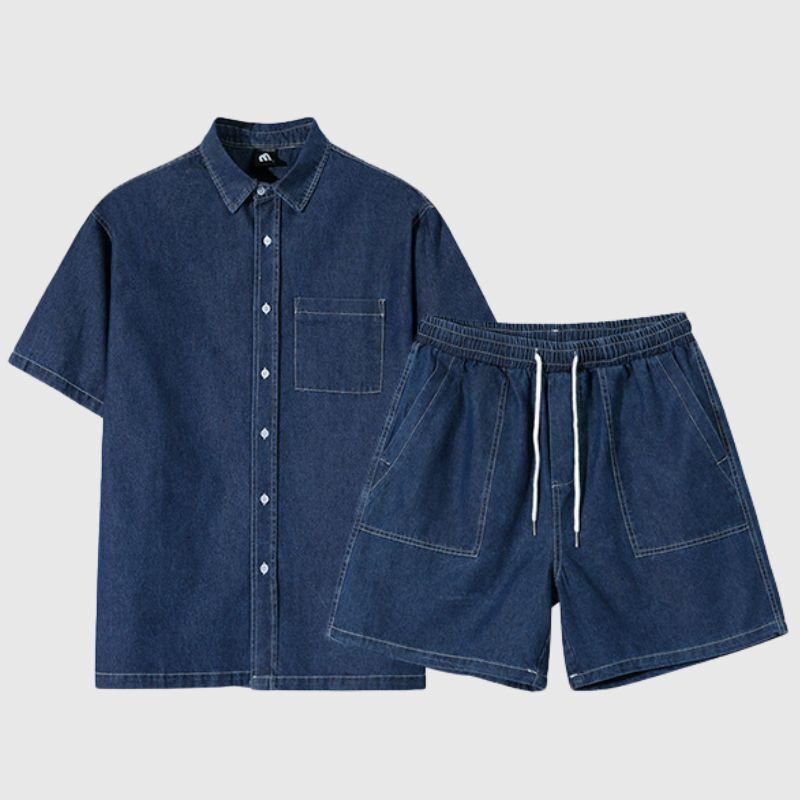 Style Core Aesthetics, New Style Trends Casual Denim Shirt Set