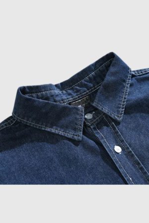 Style Core Aesthetics, New Style Trends Casual Denim Shirt Set