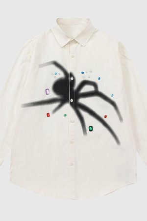 Style Core Aesthetics, New Style Trends Casual Spider Print Shirts