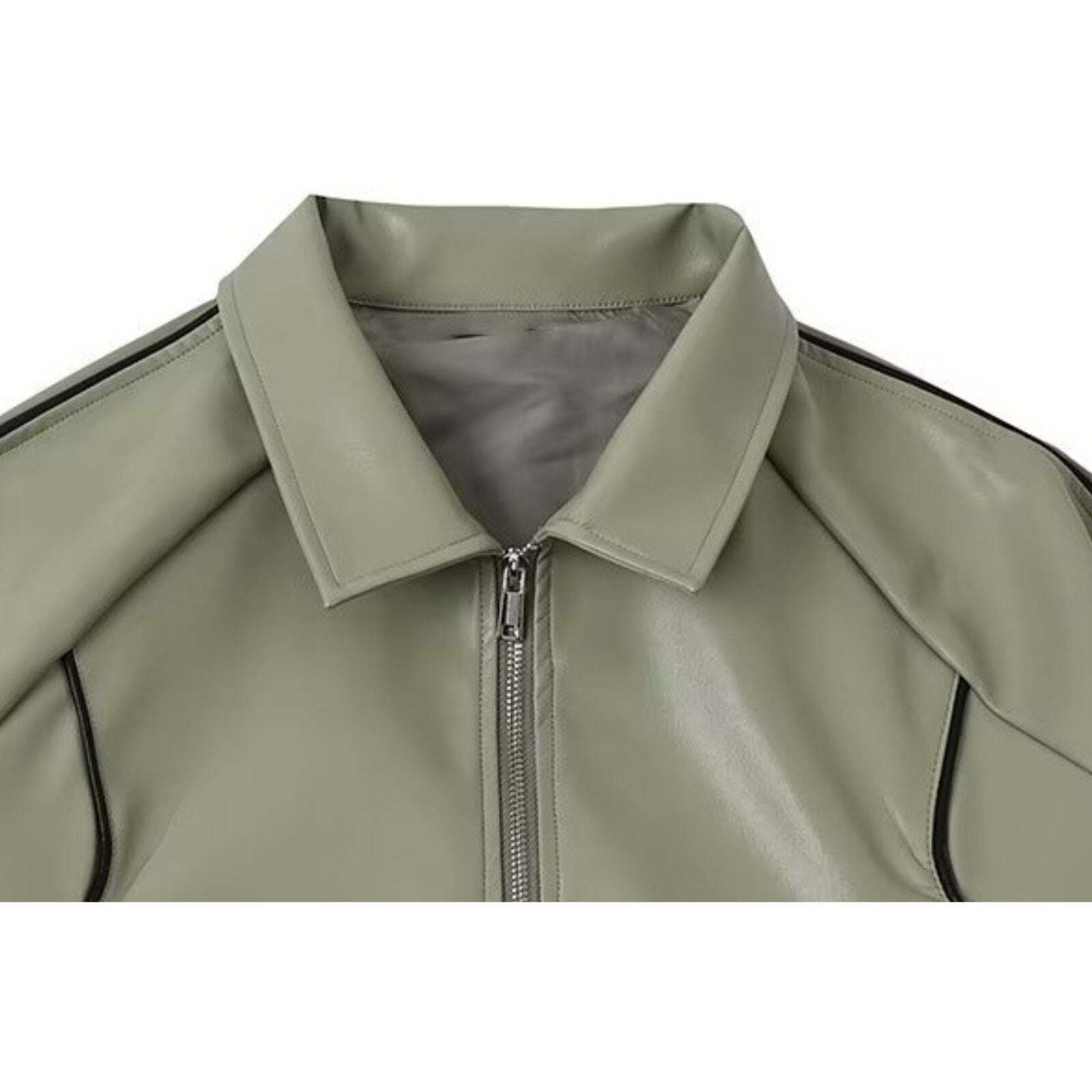 Style Core Aesthetics, New Style Trends Casual Zip-Up Fashionable Collar Leather Jacket Style Core Aesthetics, New Style Trends Casual Zip-Up Fashionable Collar Leather Jacket