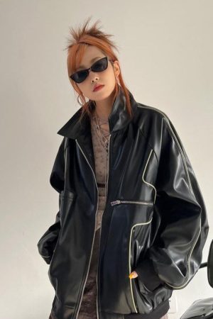 Style Core Aesthetics, New Style Trends Casual Zip-Up Fashionable Collar Leather Jacket
