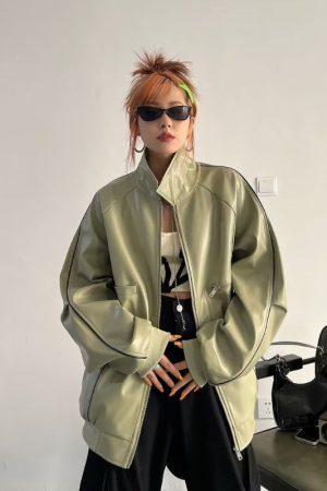 Style Core Aesthetics, New Style Trends Casual Zip-Up Fashionable Collar Leather Jacket