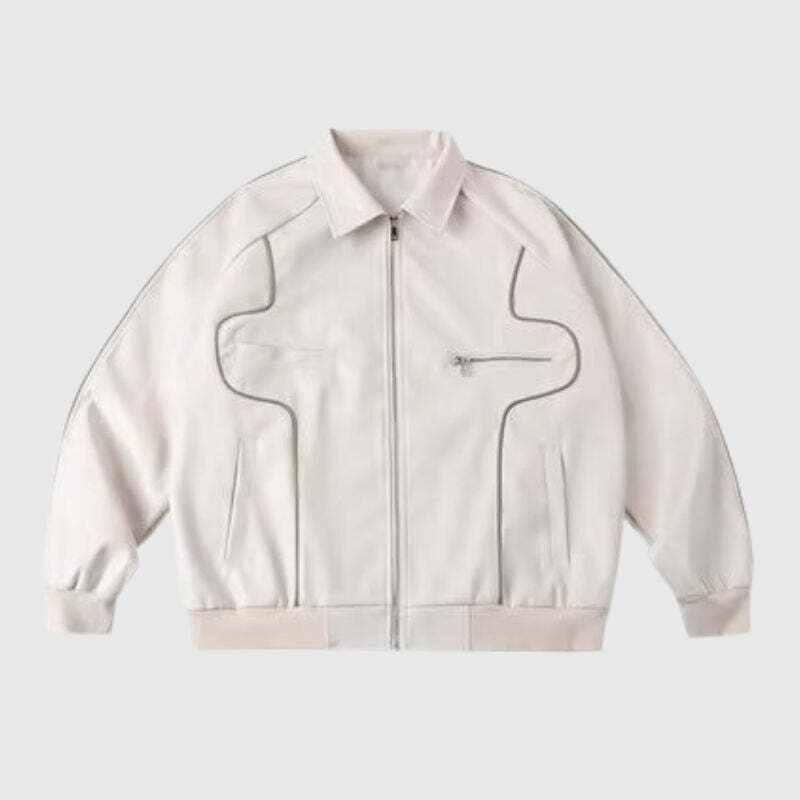 Style Core Aesthetics, New Style Trends Casual Zip-Up Fashionable Collar Leather Jacket Style Core Aesthetics, New Style Trends Casual Zip-Up Fashionable Collar Leather Jacket