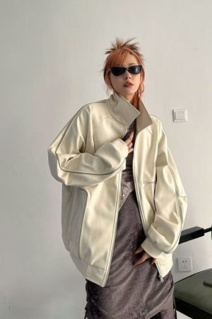 Style Core Aesthetics, New Style Trends Casual Zip-Up Fashionable Collar Leather Jacket