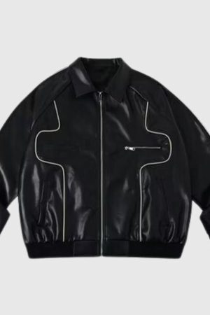 Style Core Aesthetics, New Style Trends Casual Zip-Up Fashionable Collar Leather Jacket