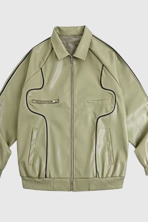 Style Core Aesthetics, New Style Trends Casual Zip-Up Fashionable Collar Leather Jacket