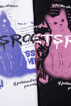 Style Core Aesthetics, New Style Trends Cat Print Necklace Tee