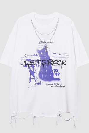 Style Core Aesthetics, New Style Trends Cat Print Necklace Tee