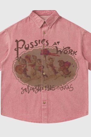 Style Core Aesthetics, New Style Trends Cat Washed Distressed Shirts