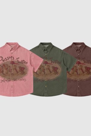 Style Core Aesthetics, New Style Trends Cat Washed Distressed Shirts