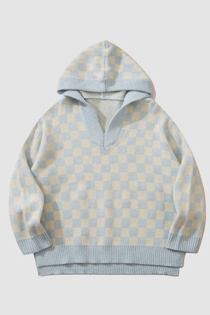 Style Core Aesthetics, New Style Trends Checkerboard Hooded Sweater
