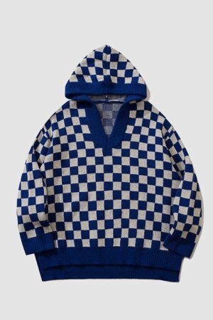 Style Core Aesthetics, New Style Trends Checkerboard Hooded Sweater