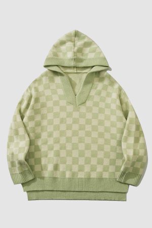 Style Core Aesthetics, New Style Trends Checkerboard Hooded Sweater