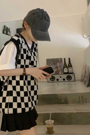 Style Core Aesthetics, New Style Trends Checkerboard Vest Sweater